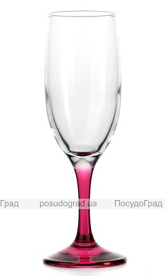 Набор бокалов для шампанского Bistro Color 190мл 6 фужеров с ножками из цветного стекла