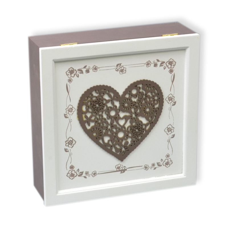Коробка-шкатулка "Threaded Heart" для чая и сахара, 9 секций, 24х24см