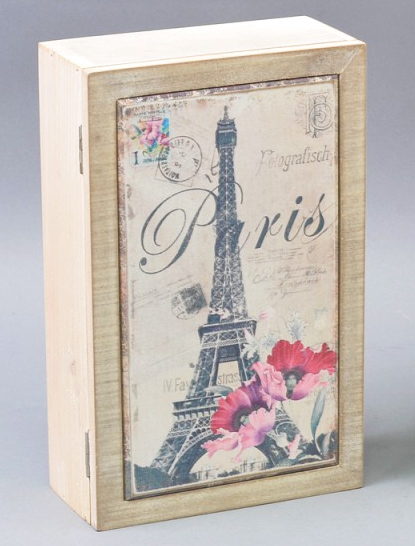 Коробка-шкатулка "Paris Poppy" для чая и сахара, 6 секций, 15х24см