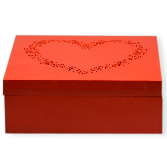Коробка-шкатулка "Red Heart" для чаю та цукру, 9 секцій, 20х20см