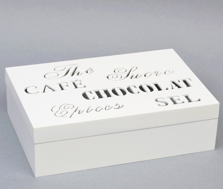 Коробка-шкатулка "Chocolate White" для чая и сахара, 6 секций, 16х24см