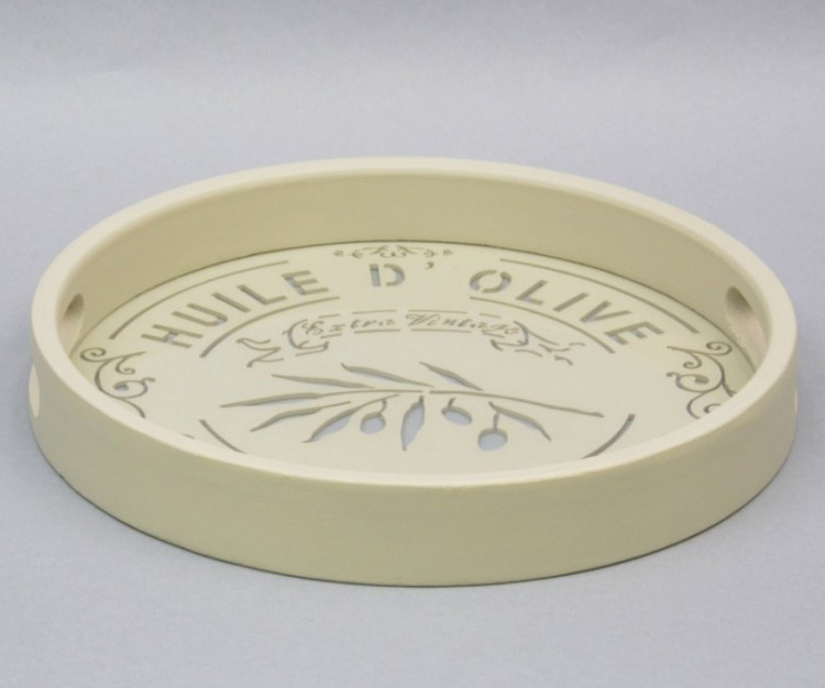Піднос дерев'яний "Olive Beige" Ø30см