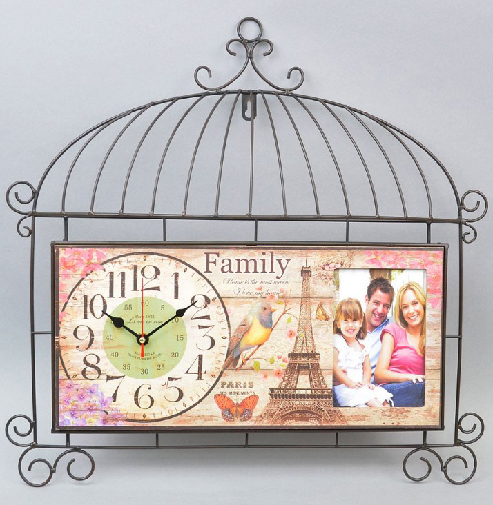 Часы настенные "Lovely family" с фоторамкой 50x50см Прованс
