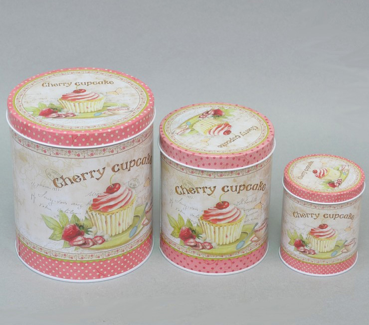 Набір "Cherry Сupcake" 3 круглі ємності для сипучих