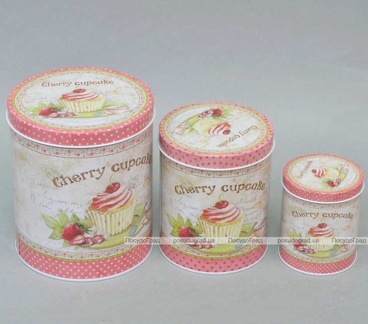Набір "Cherry Сupcake" 3 круглі ємності для сипучих