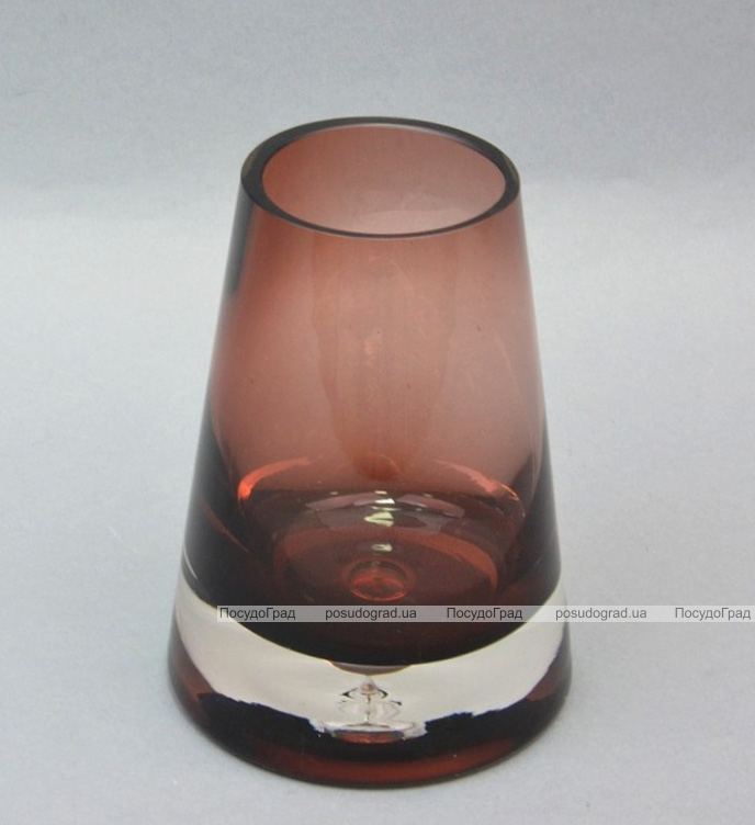 Ваза скляна Monophonic Bordo frustum 18см