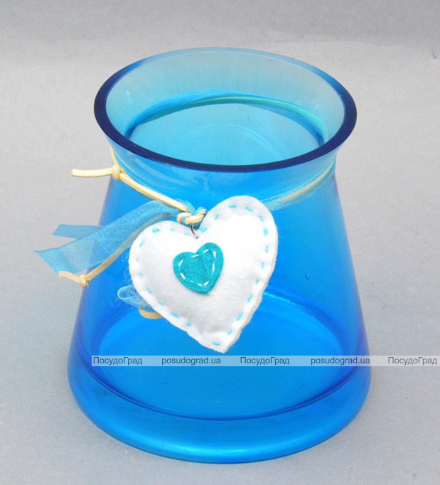 Ваза скляна Monophonic Bend sapphirine 14см