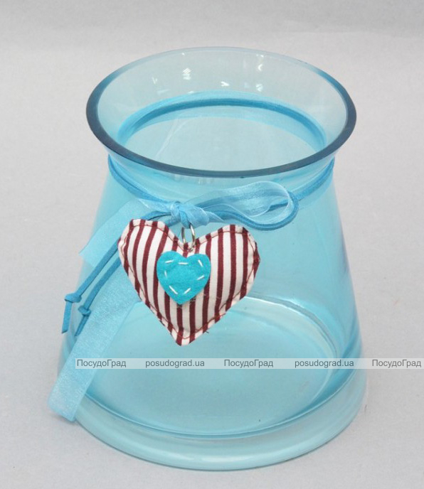 Ваза скляна Monophonic Bend blue 14см