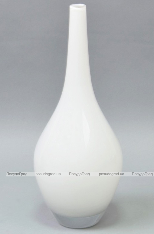 Ваза скляна Monophonic Elongated vessel 31см біла