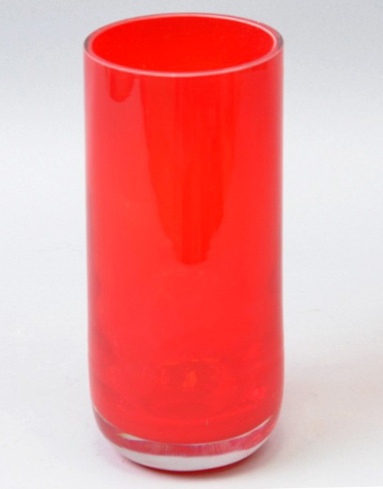 Ваза скляна Monophonic Red cylinder 19см