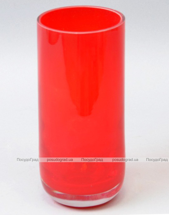 Ваза скляна Monophonic Red cylinder 19см