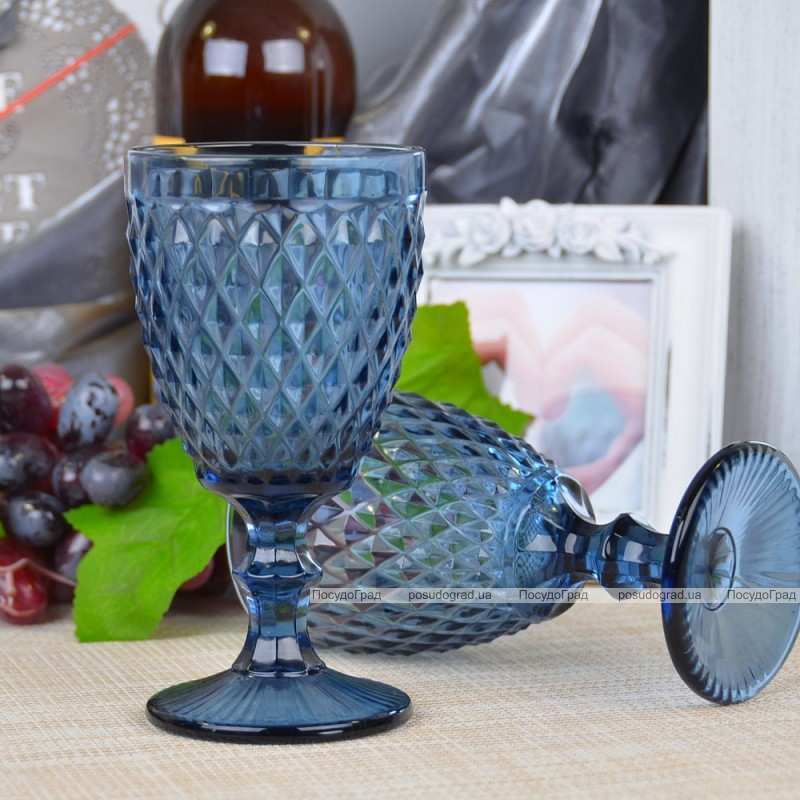 Набір 6 келихів Gothic Colored Blue 375мл для вина