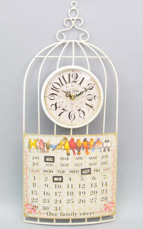 Часы настенные "Bird family" с календарем 60x26см