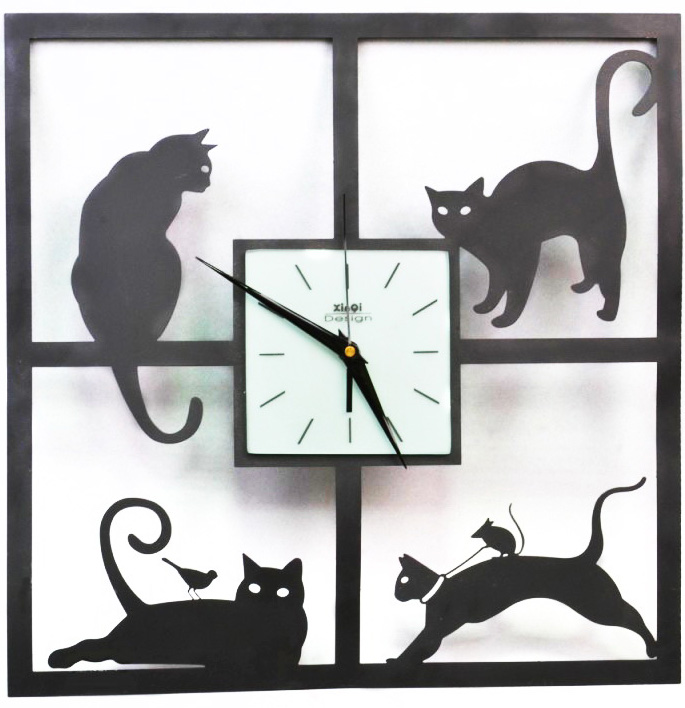 Часы настенные "Четыре кошки" 40x40см