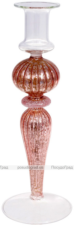 Подсвечник стеклянный Candlestick 8.5х25см, розовый