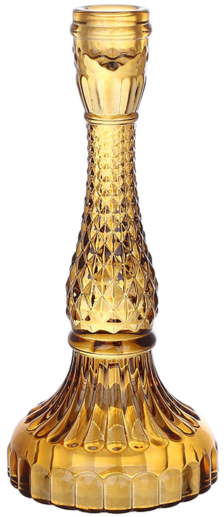 Подсвечник стеклянный "Crystal Glass" 22см, янтарный