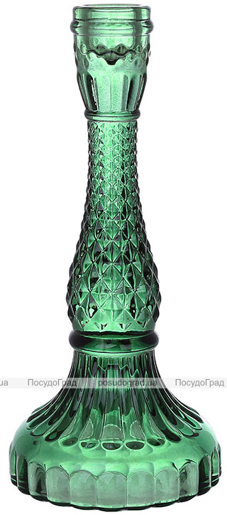 Свічник скляний "Crystal Glass" 22см, зелений