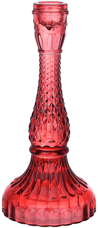 Свічник скляний "Crystal Glass" Ø11х22см, червоне скло