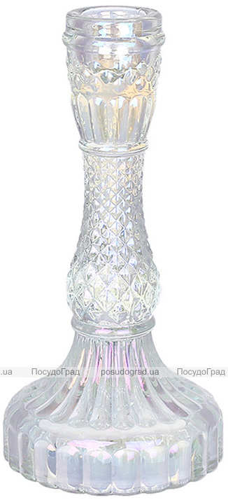 Набор 12 стеклянных подсвечников "Crystal Glass" 17см, перламутр