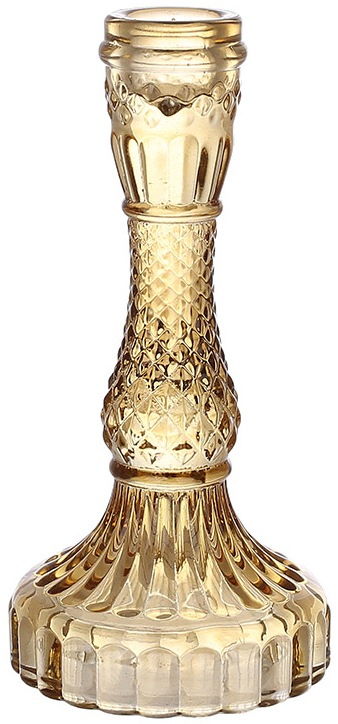 Набор 12 стеклянных подсвечников "Crystal Glass" 17см, янтарный
