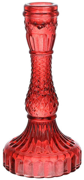 Набор 12 стеклянных подсвечников "Crystal Glass" 17см, красный