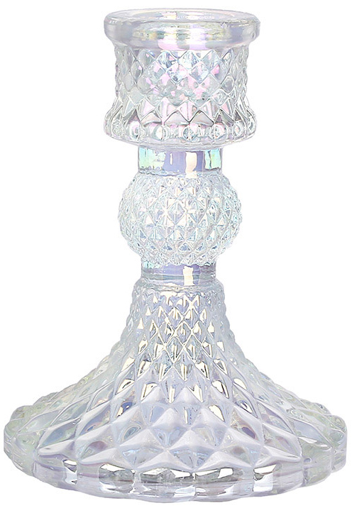 Набор 12 стеклянных подсвечников "Crystal Glass" 10см, перламутр