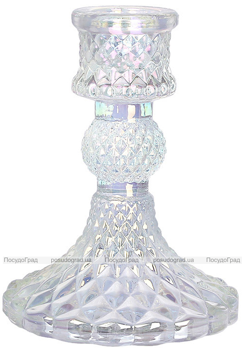 Набор 12 стеклянных подсвечников "Crystal Glass" 10см, перламутр