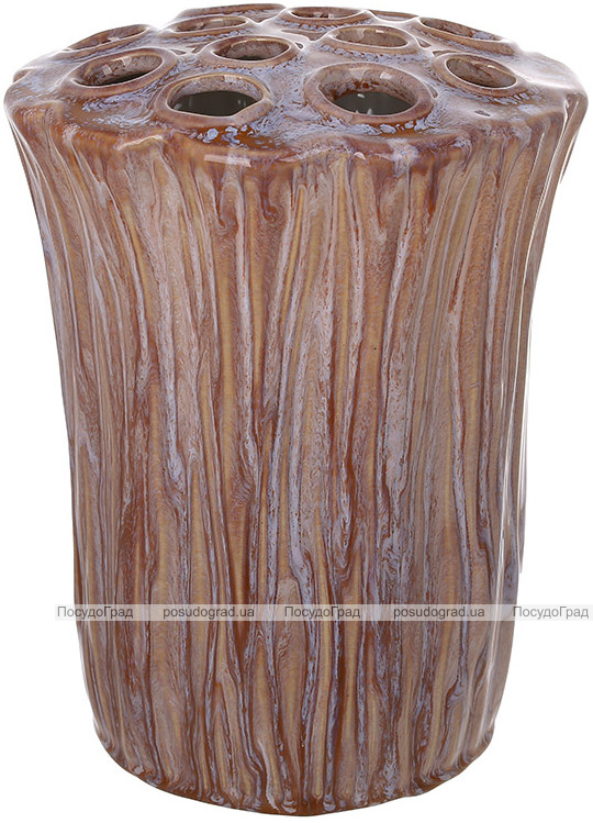 Ваза керамічна настільна "Woodgrain" 20.5см кераміка рожева