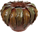 Ваза керамічна "Brown Leaf" Ø28.5x21.5см з об'ємним декором