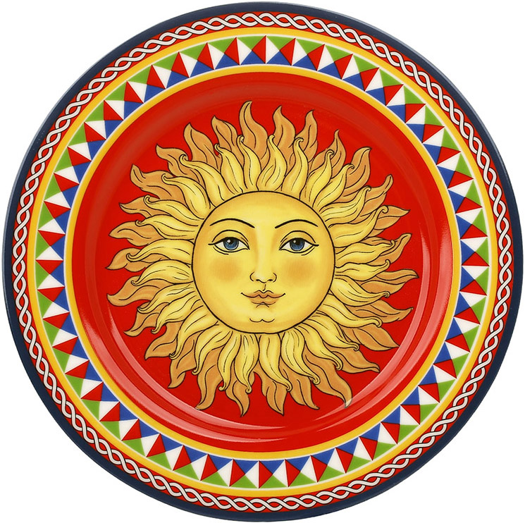 Набор 4 фарфоровые тарелки Sicilia "Sole" Ø19см (Солнце)