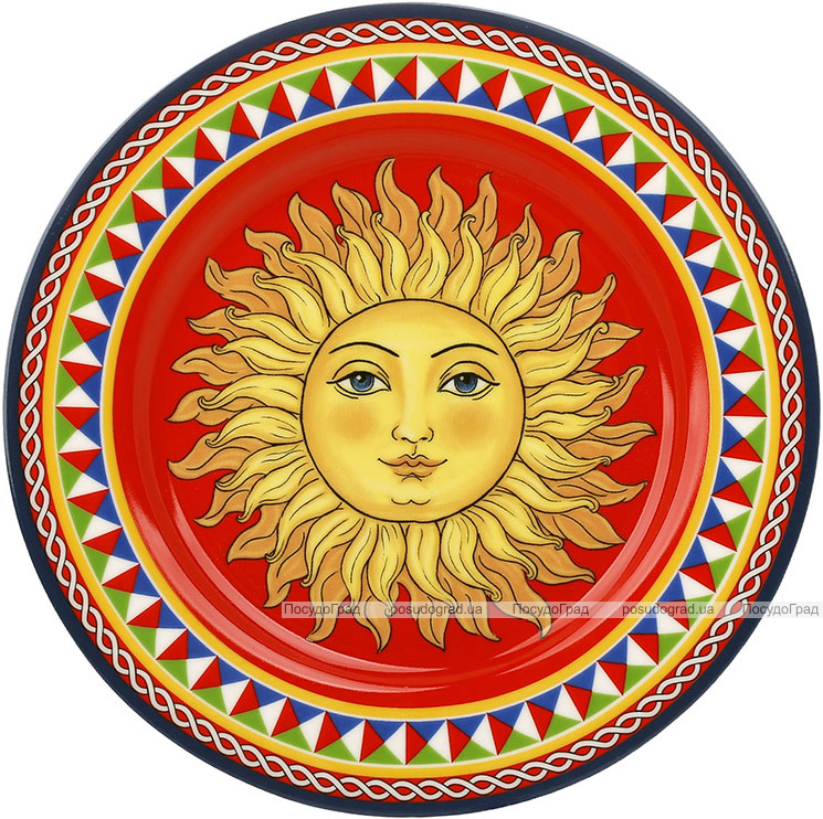 Набор 4 фарфоровые тарелки Sicilia "Sole" Ø19см (Солнце)