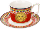 Чашка с блюдцем фарфоровые Sicilia "Sole" (Солнце) 220мл, в подарочной коробке