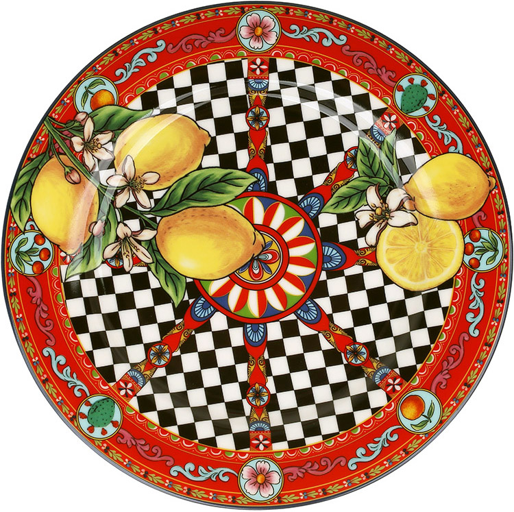 Набір 4 порцелянові тарілки Sicilia "Limoni" Ø19см (Лимони)