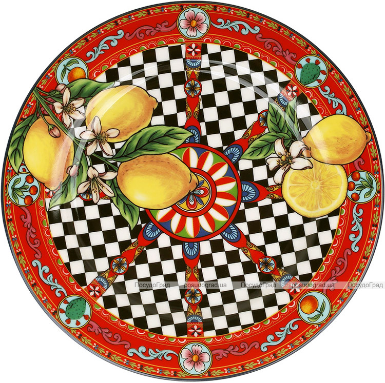 Набір 4 порцелянові тарілки Sicilia "Limoni" Ø19см (Лимони)