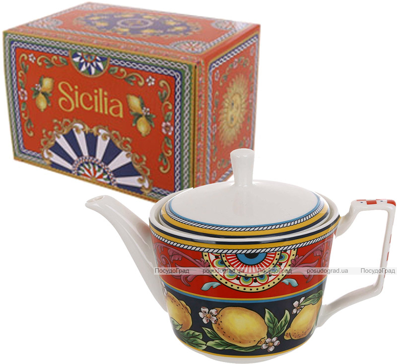 Чайник заварочный Sicilia "Ornamento" (Орнамент) 650мл, фарфоровый