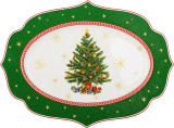 Блюдо фарфоровое "Christmas Story" 35х25см, овальное, зеленый с белым