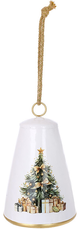 Підвіска декоративна "Christmas Bell" Ø15.5х24см, біла металева