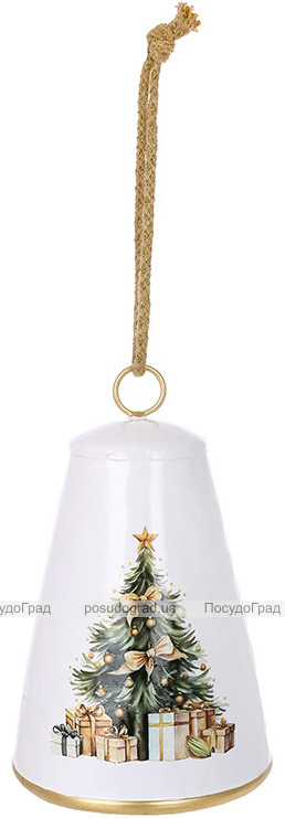 Підвіска декоративна "Christmas Bell" Ø15.5х24см, біла металева