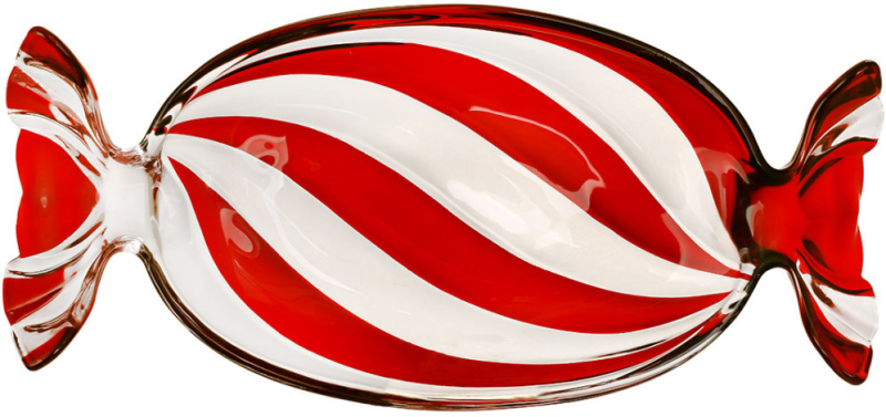 Блюдо скляне "Candy" 35x15см прозоре з червоним