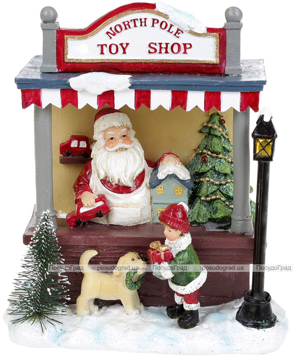 Новорічна композиція «North Pole Toy Shop» з LED підсвічуванням 15х10х17см, полістоун