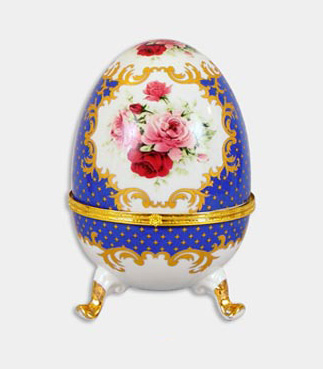 Шкатулка в формі яйця "Великдень Blue Classic", висота 20см