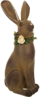 Статуэтка декоративная "Коричневый Кролик с веночком" 22см, полистоун