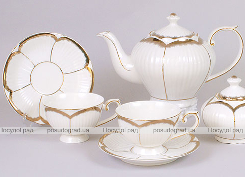 Чайний фарфоровий сервіз Princess Gold 13 предметів (пошкоджено упаковку)
