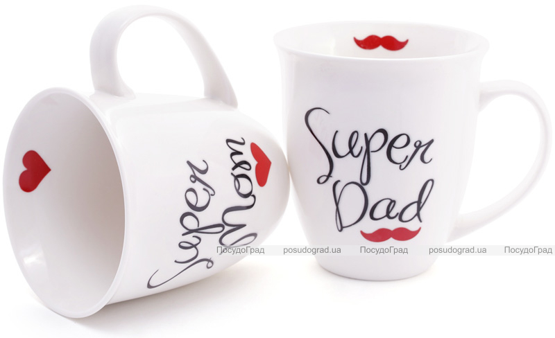Кружка фарфоровая "Моя супер семья" 500мл ("Super Dad" & "Super Mom")