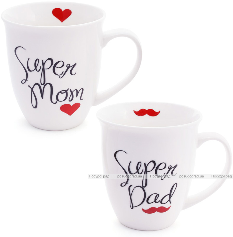 Кружка фарфоровая "Моя супер семья" 500мл ("Super Dad" & "Super Mom")