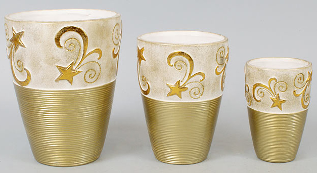 Набор 3 вазы Gold Motifs Star 17.5см, 15см и 12см