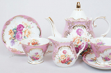 Чайный сервиз "Gold Tea Pink" 15 предметов 200мл