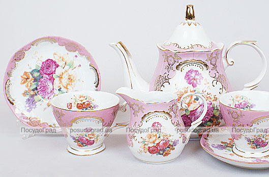 Чайный сервиз "Gold Tea Pink" 15 предметов 200мл
