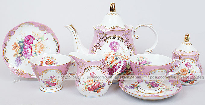 Чайный сервиз "Gold Tea Pink" 15 предметов 200мл