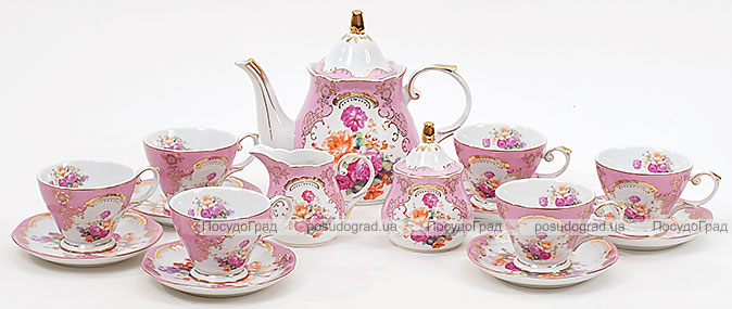 Чайный сервиз "Gold Tea Pink" 15 предметов 200мл